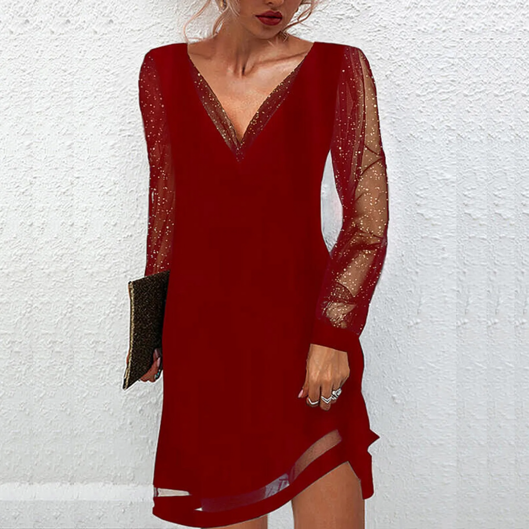Kylie™ | Glamorous Sheer Sleeve Party Dress