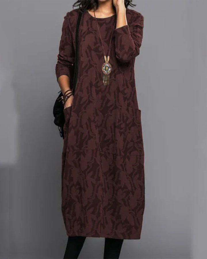 Lily™ - Printed long sleeve dress with pockets
