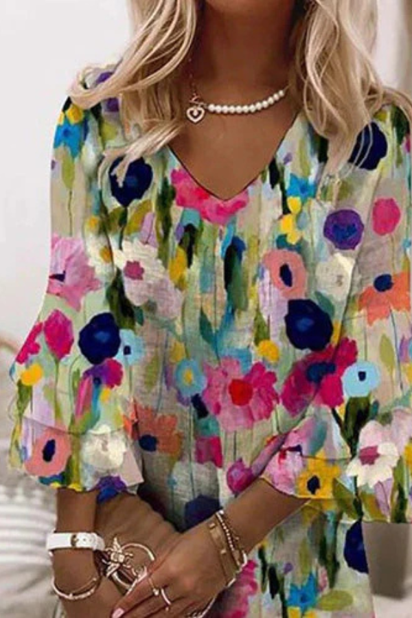 Tabitha - Romantic Floral Print Mini Dress