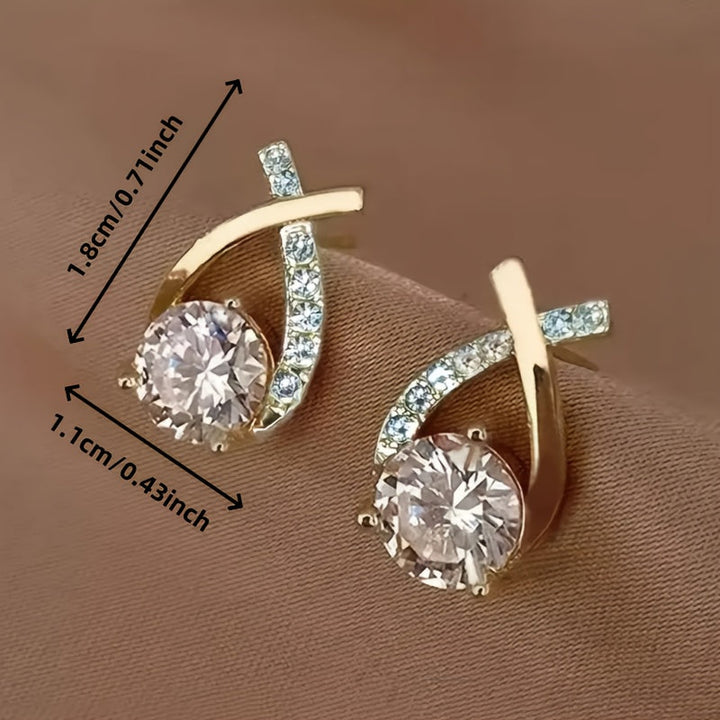 Golden Cross Zirconia Stud Earrings