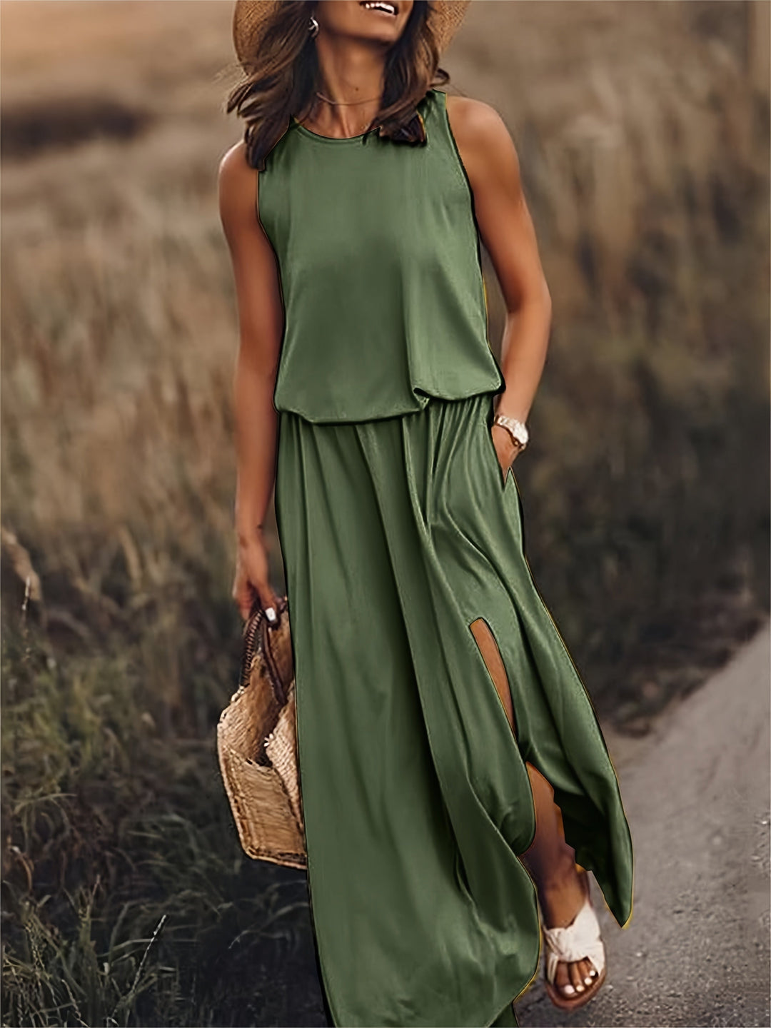 Indie - Elegant Side Split Sleeveless Dress