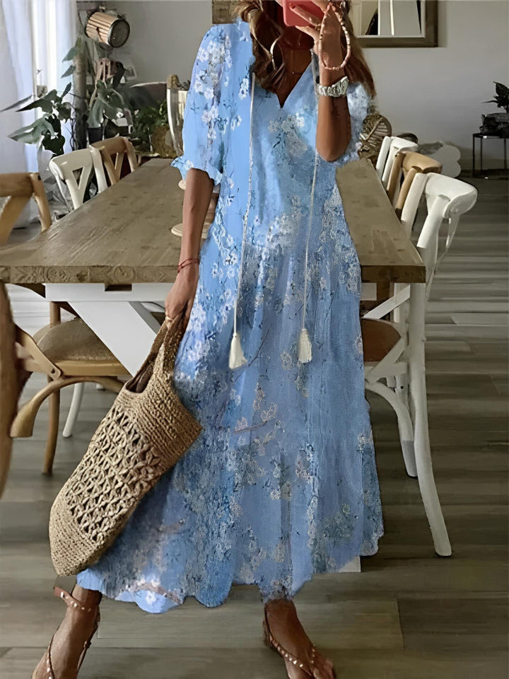 Sophia – Vintage Boho V-Neck Summer Dress