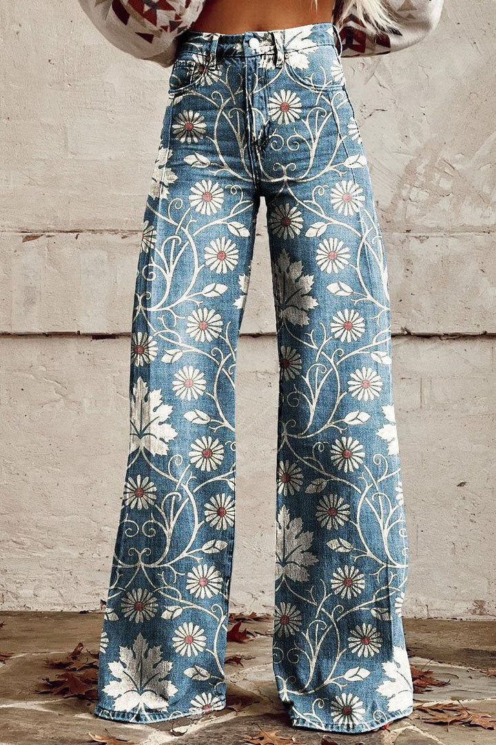 Margherita | Elegant Boho Floral Pattern Pants