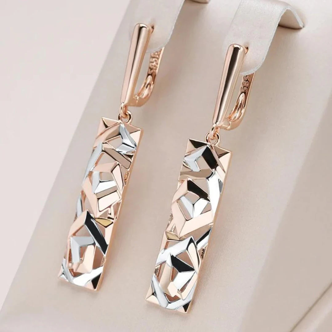 Saskia | Elegant Rectangular Gold and Silver Earrings