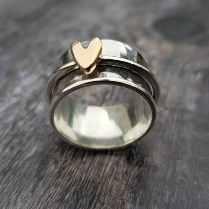 Melody - Gold Plated Heart Silver Ring