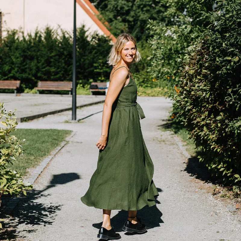 Freya O-neck Maxi Linen Dress