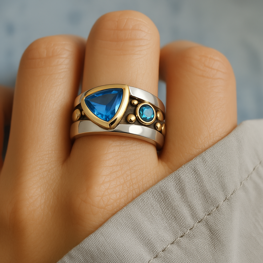 Retro Blue Statement Ring