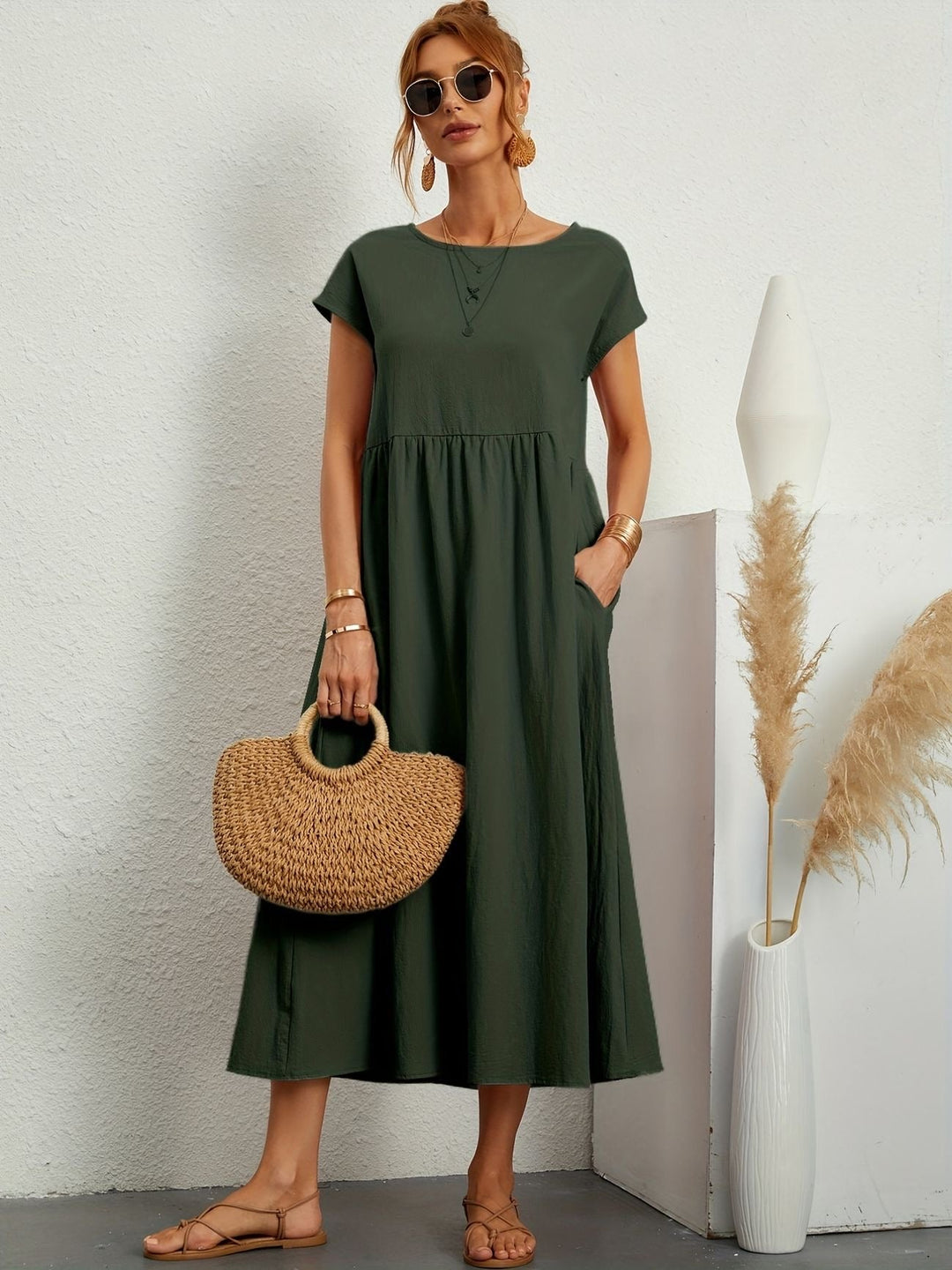 Kimber - Casual O-Neck Midi Dress