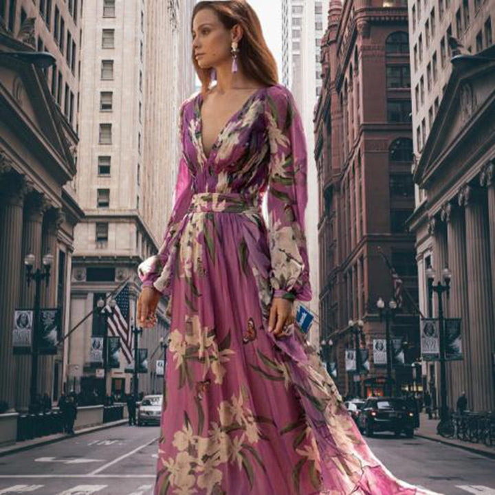 Monroe - Floral Elegance Swing Maxi Dress