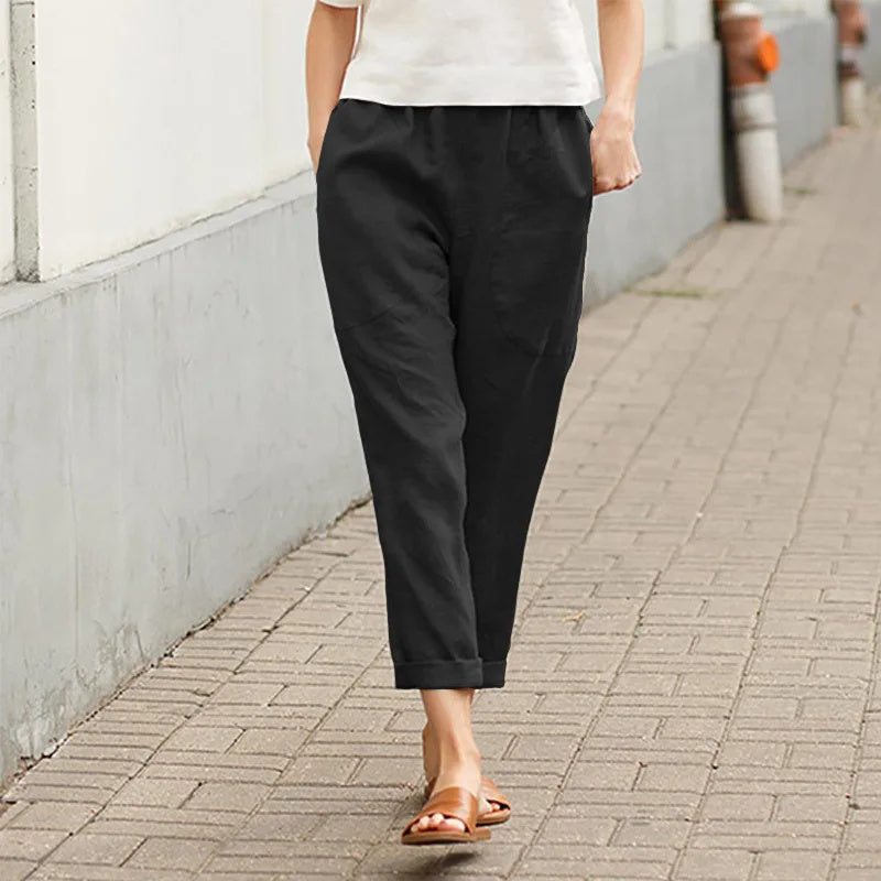 Esryn - Comfortable Elastic Waist Cotton Pants