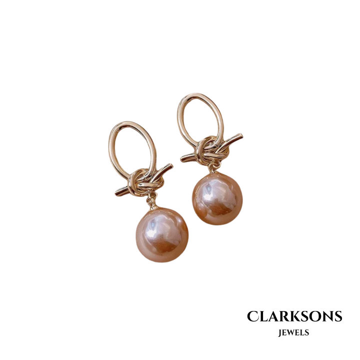 Kylie | Vintage Gold Pearl Earrings