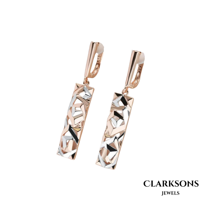 Saskia | Elegant Rectangular Gold and Silver Earrings