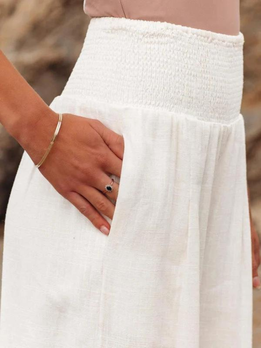 Minthia - Relaxed Fit Mid Waist Casual Pants