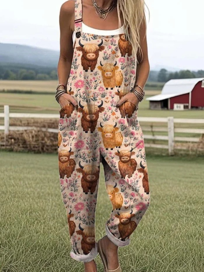 Kobiece Wzory Haftu Pszczół w Locie Casual Szerokie Spodnie Kombinezon