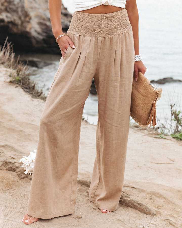 Minthia - Relaxed Fit Mid Waist Casual Pants