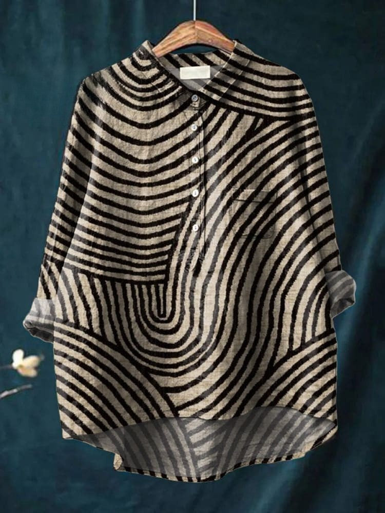 Women's Circular Line Pattern Print Casual Shirt