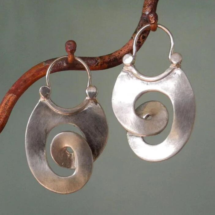 Retro Silver Spiral Earrings