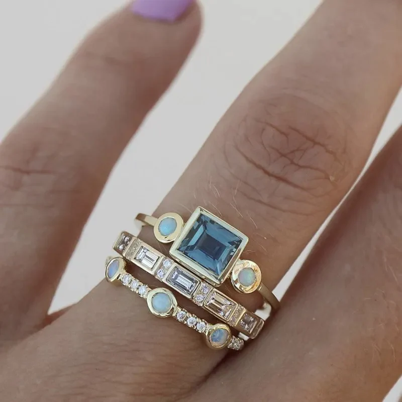 Ocean-Inspired Vintage Crystal Ring Collection
