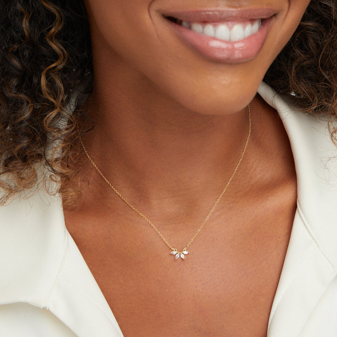 Luna Crystal Leaf Necklace