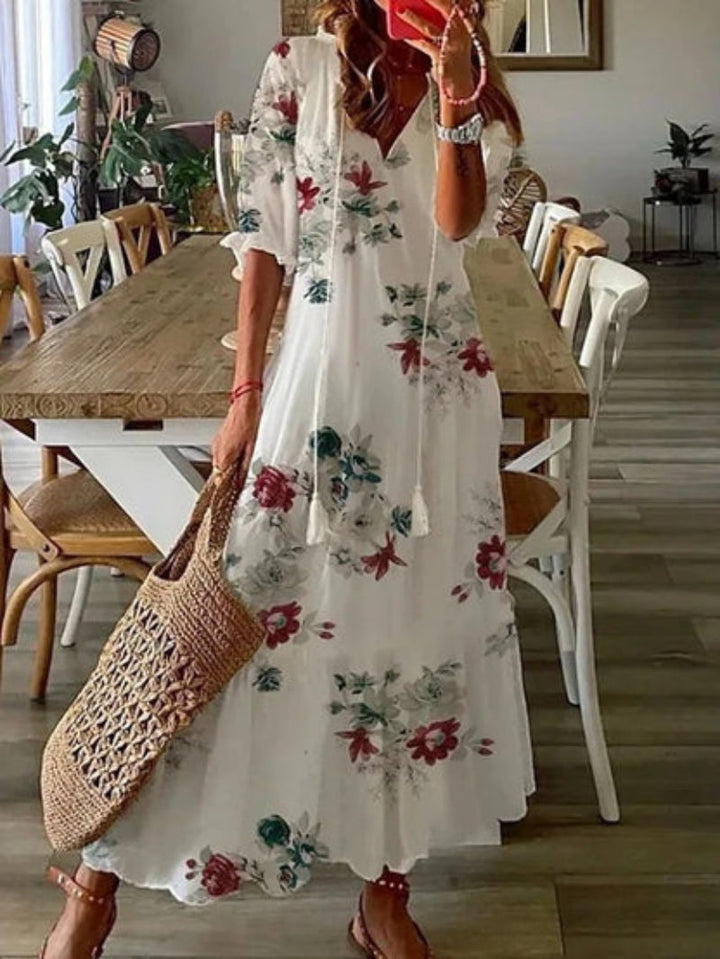 Sophia – Vintage Boho V-Neck Summer Dress