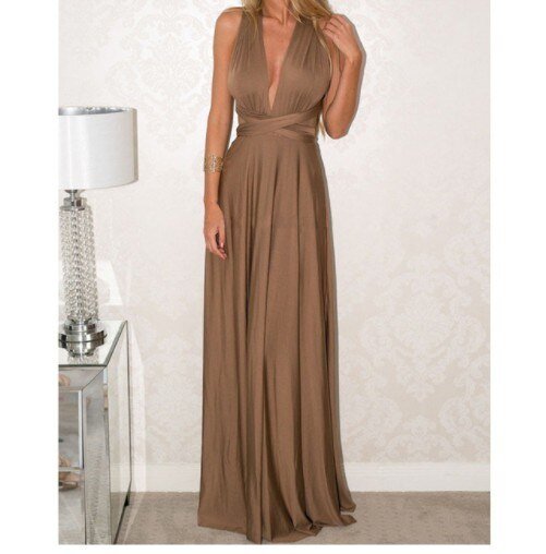 Henley - Vibrant Strapped V-Neck Long Gown
