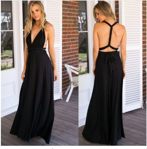 Henley - Vibrant Strapped V-Neck Long Gown