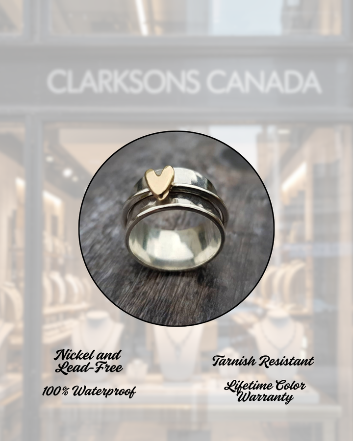 Melody - Gold Plated Heart Silver Ring