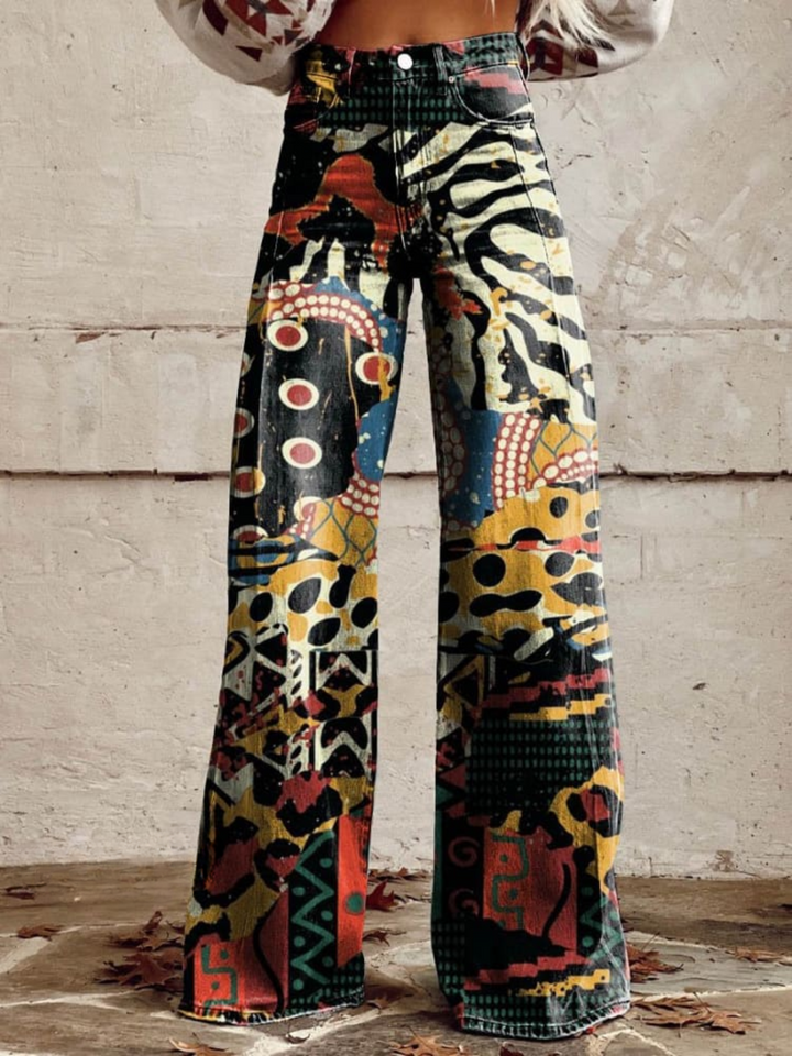 ÉLODIE | Bold and Elegant Art Pattern Wide Leg Pants