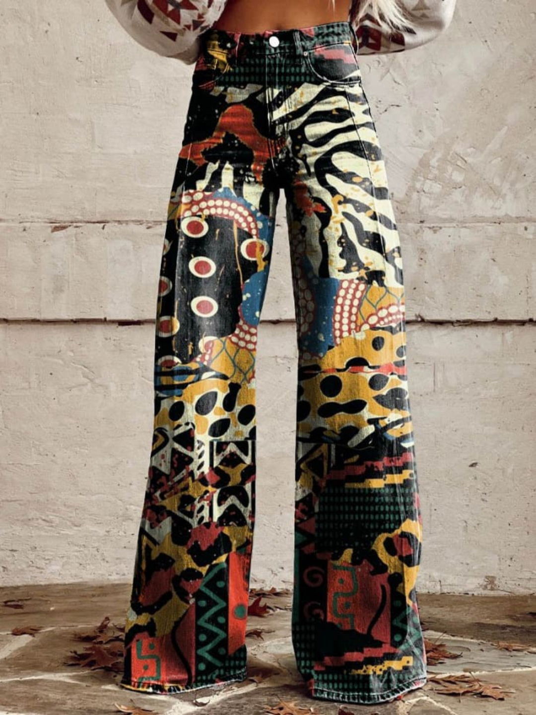 ÉLODIE | Bold and Elegant Art Pattern Wide Leg Pants