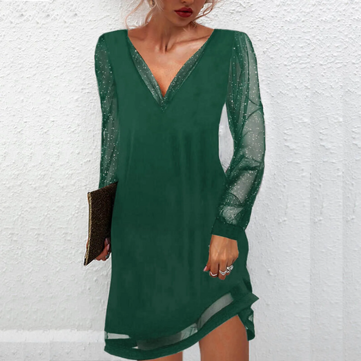 Kylie™ | Glamorous Sheer Sleeve Party Dress