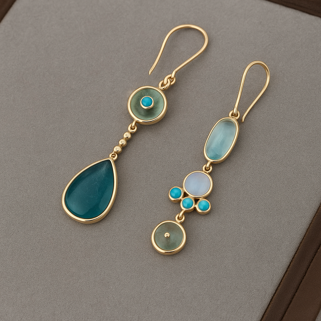 Calista | Dangle Earrings with Blue Stones