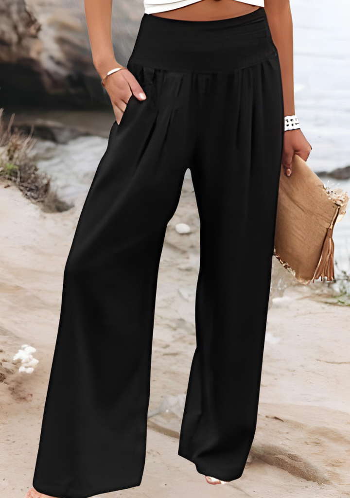 Minthia - Relaxed Fit Mid Waist Casual Pants