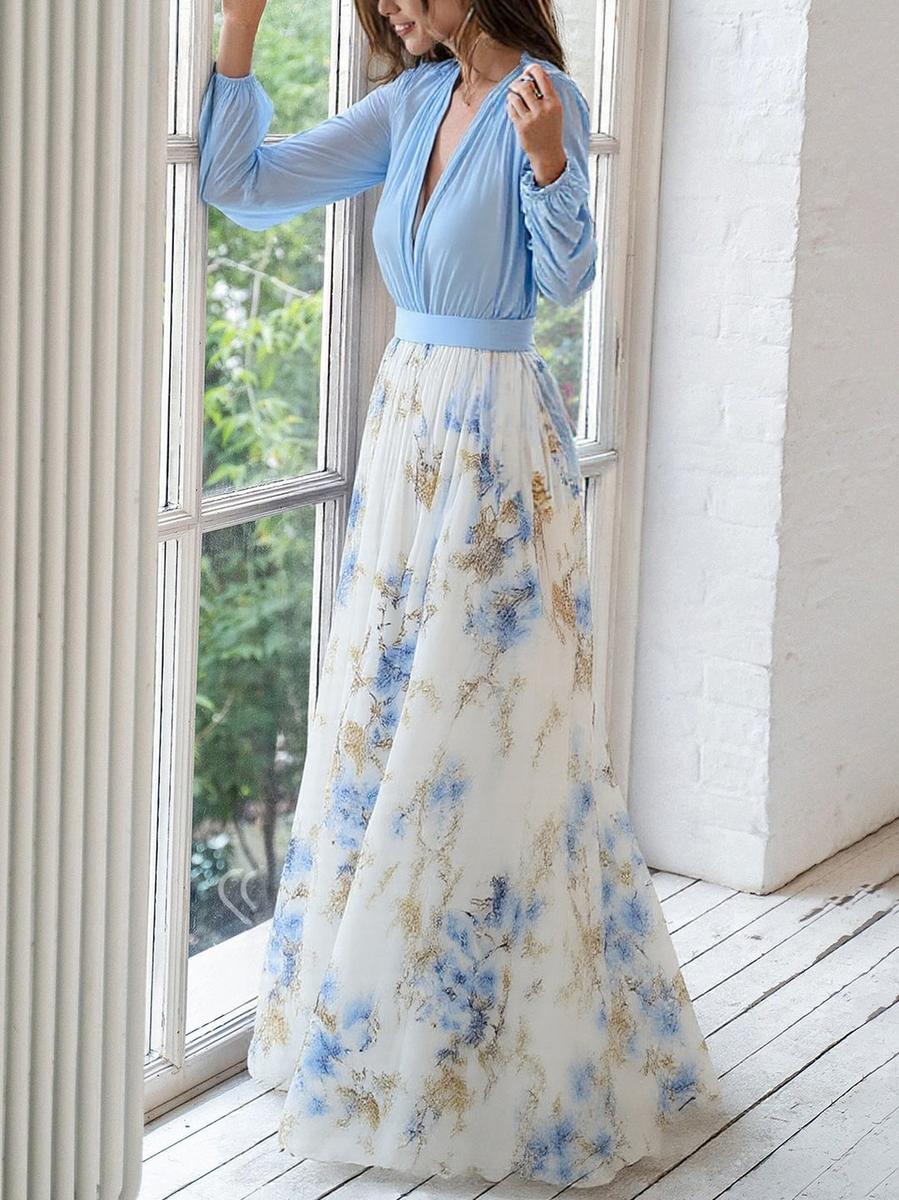 Elena™ - Elegant Long Dress with Floral Pattern
