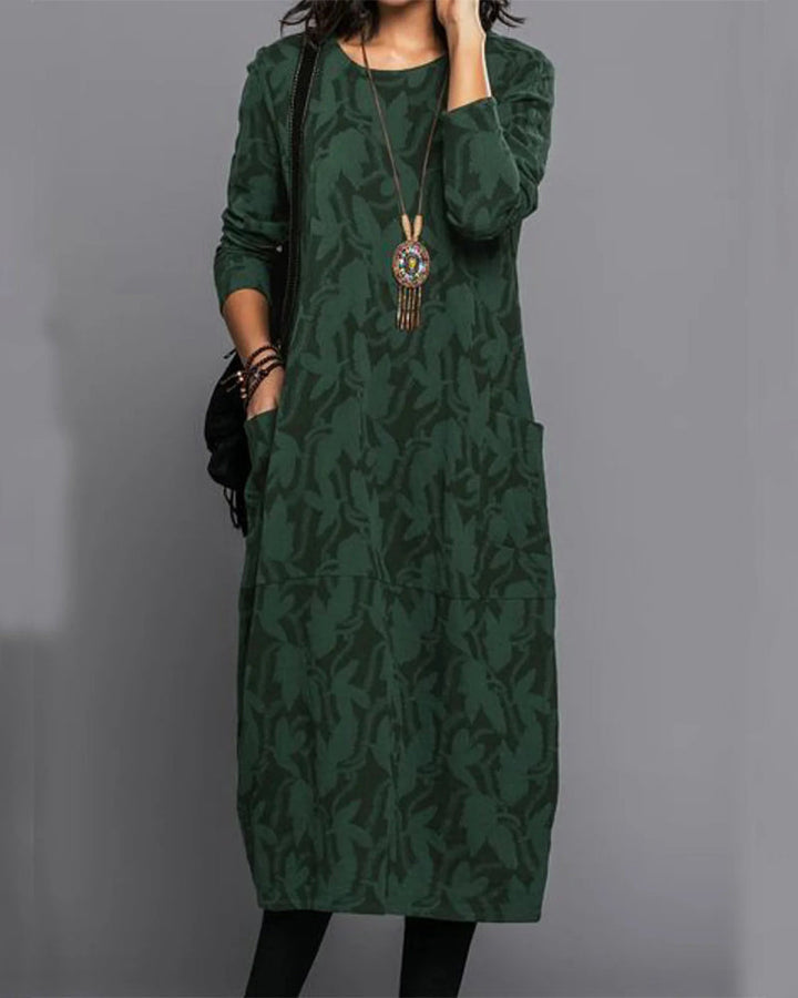 Lily™ - Printed long sleeve dress with pockets