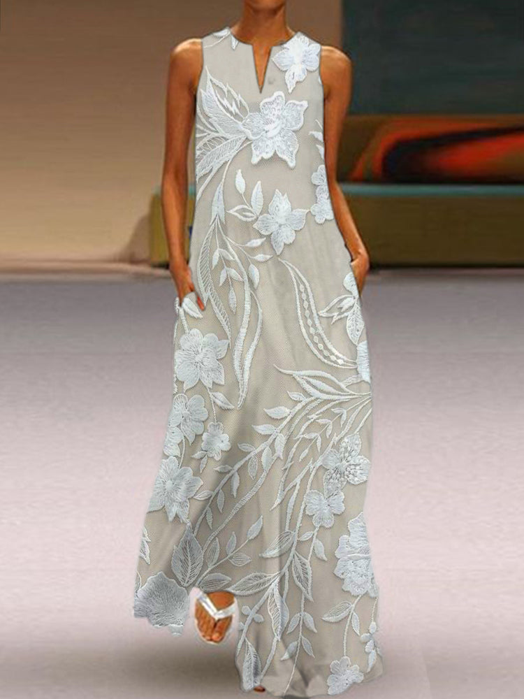 Eulalie - Elegant Sleeveless Luxe Printed Dress