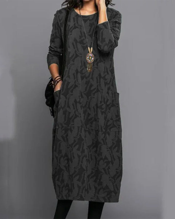 Lily™ - Printed long sleeve dress with pockets