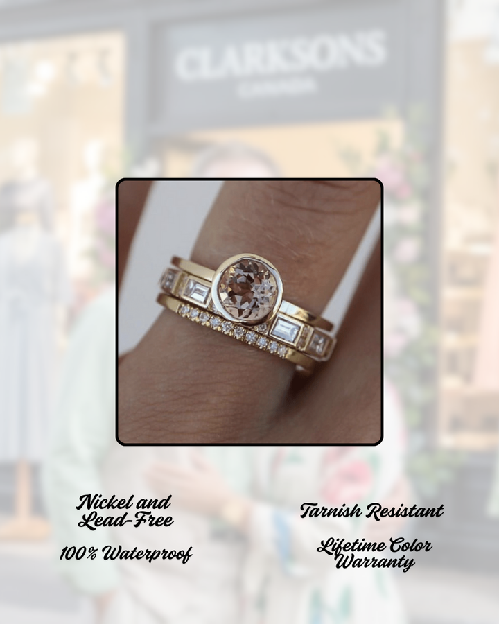 Fiona - Inlaid Crystal Gold Plated Ring Set