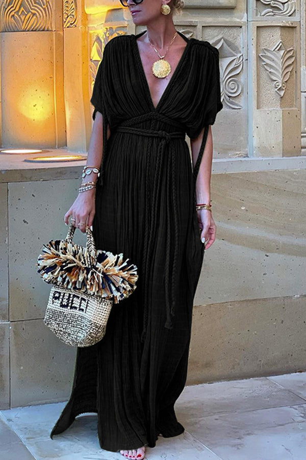 Junia - Backless Halter Holiday Maxi Dress