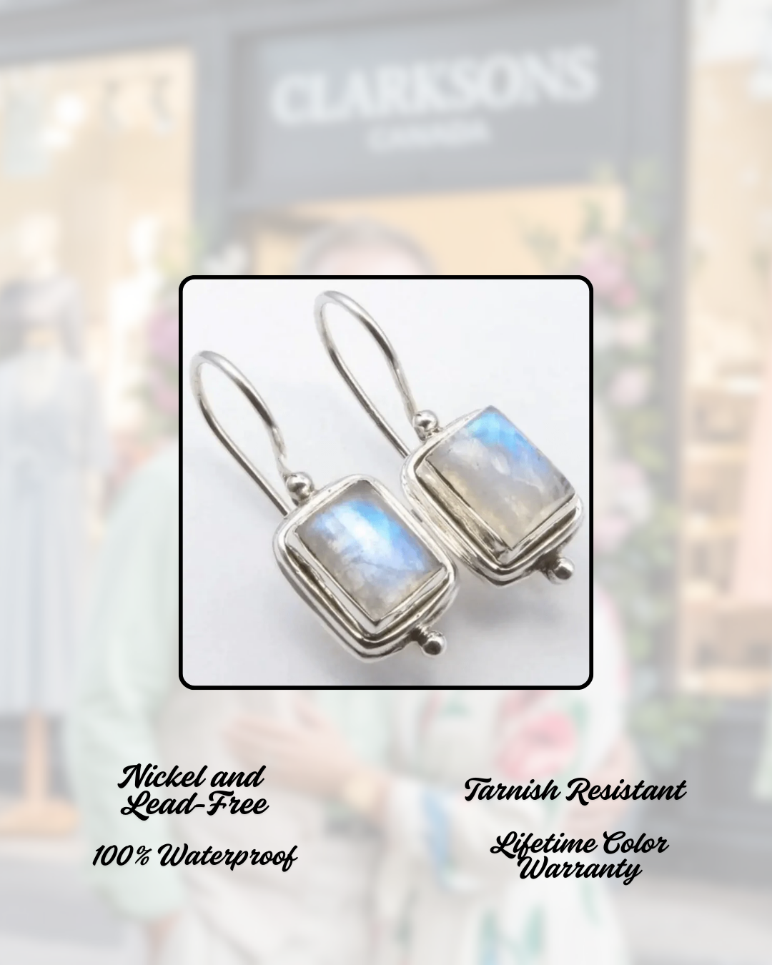Margot - Vintage Moonstone Square Stone Earrings