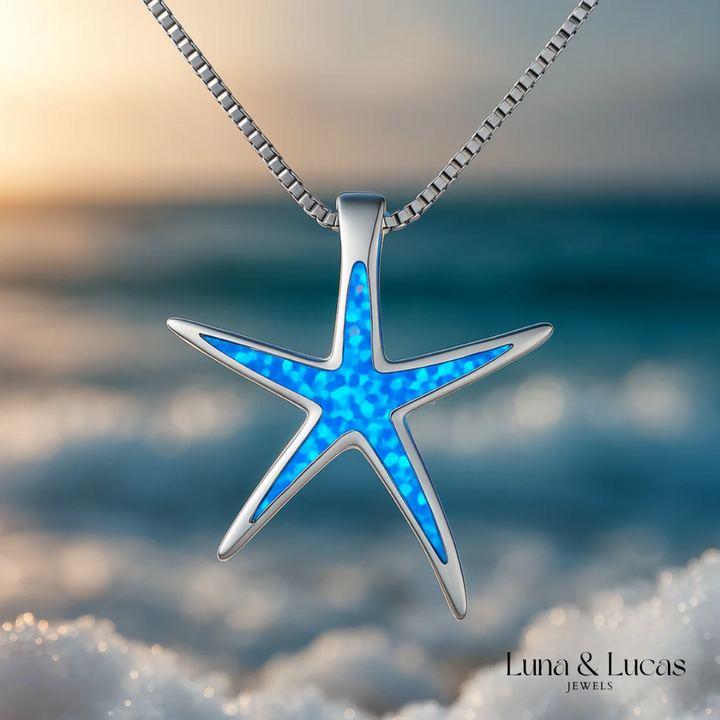 Blue Opal Starfish Pendant Necklace