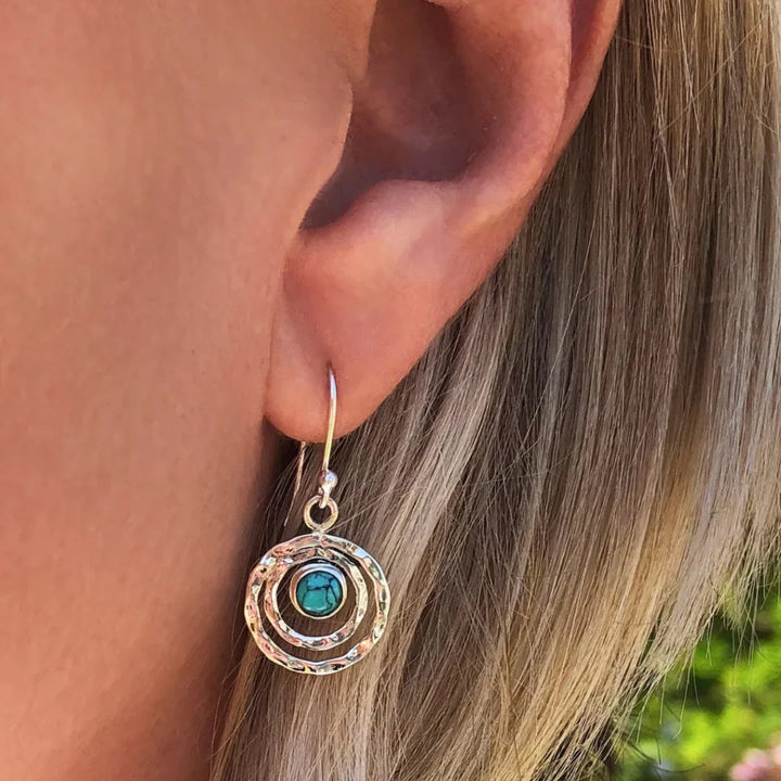 Emma | Boho Saturn Earrings with Turquoise Stone