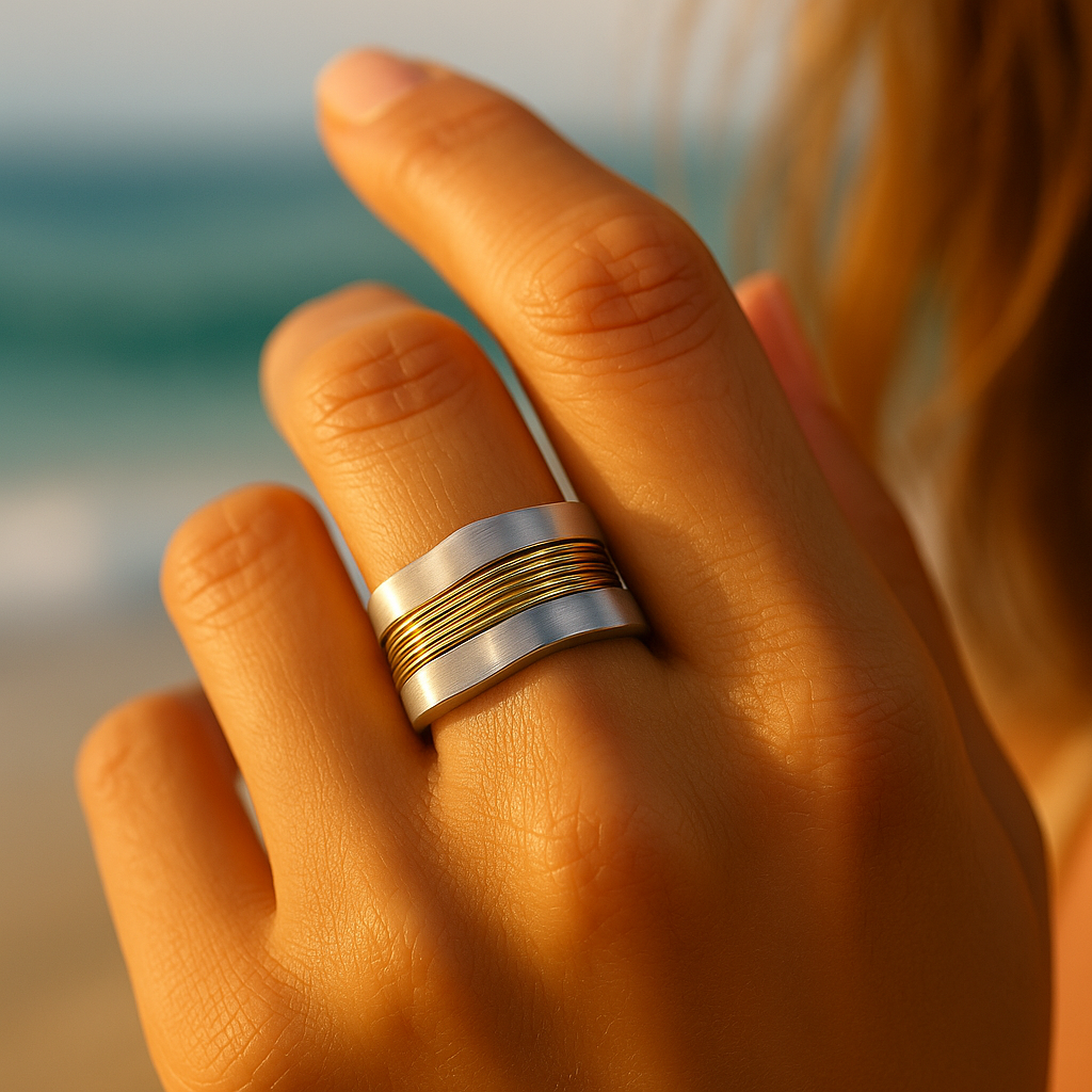 Dual-Tone Silver and Gold Wire Ring
