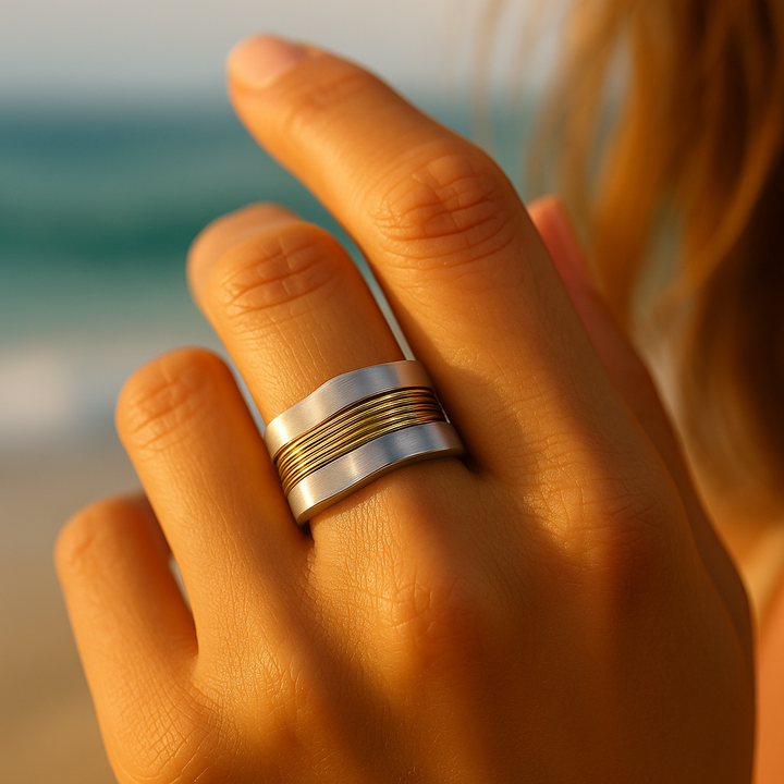 Dual-Tone Silver and Gold Wire Ring