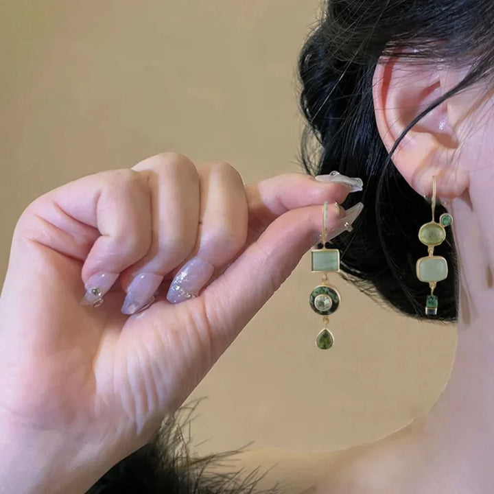 Cindy | Vintage Green Drop Earrings