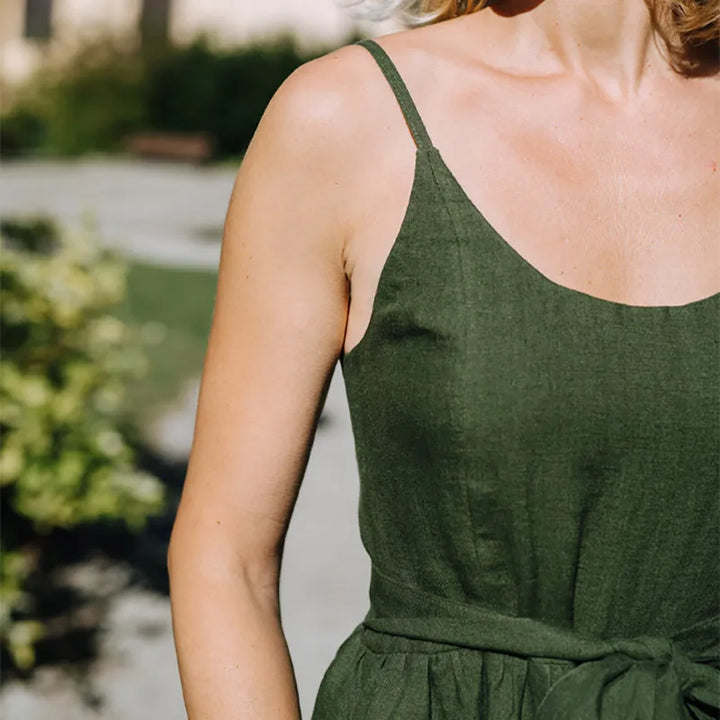 Freya O-neck Maxi Linen Dress