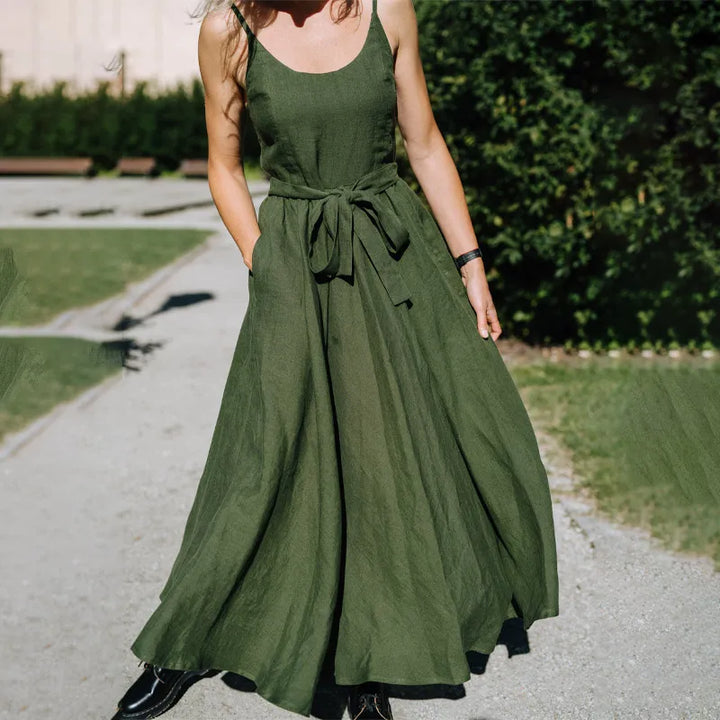 Freya O-neck Maxi Linen Dress