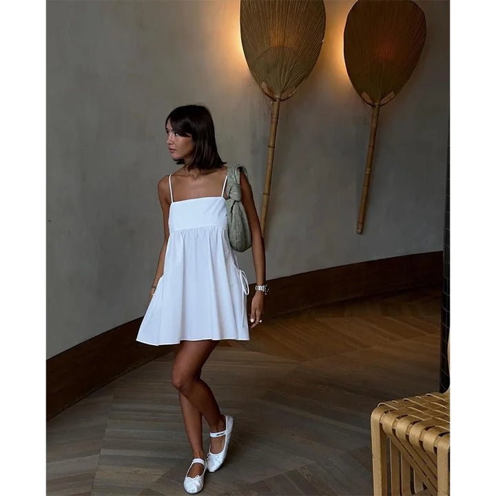 Lyla French-Style White Strap Dress