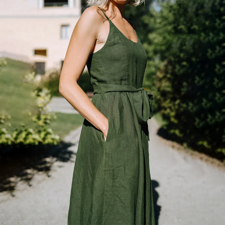 Freya O-neck Maxi Linen Dress