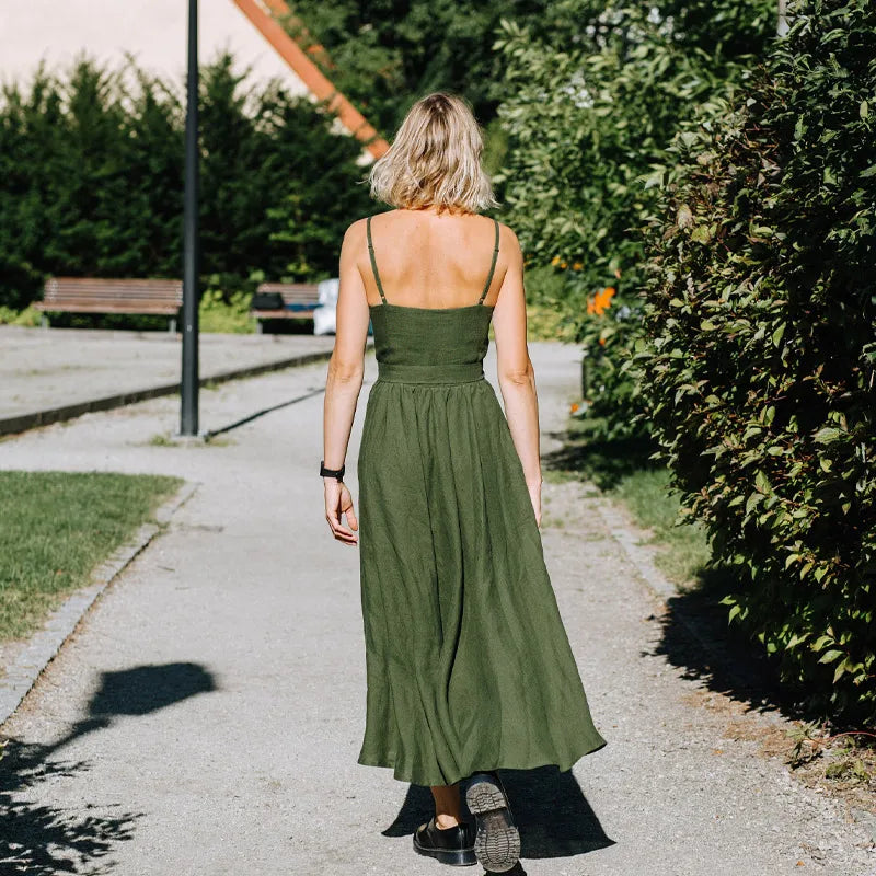 Freya O-neck Maxi Linen Dress