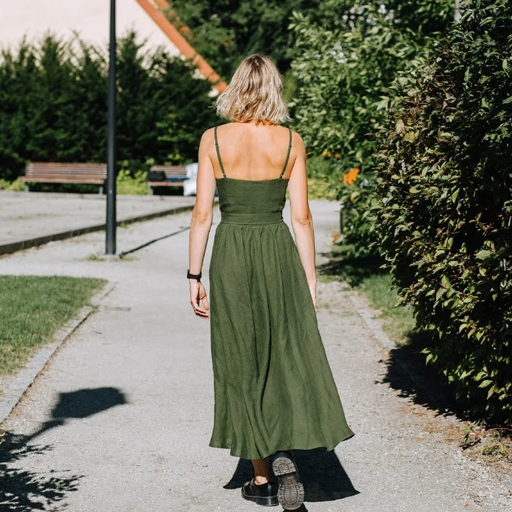 Freya O-neck Maxi Linen Dress